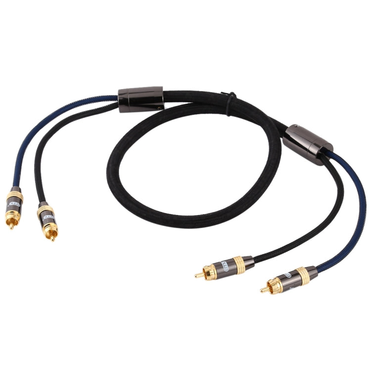 EMK 2 x RCA Male to 2 x RCA Male Gold Plated Connector Nylon Braid Coaxial Audio Cable for TV / Amplifier / Home Theater / DVD, Cable Length:1m(Black) - Audio Optical Cables by EMK | Online Shopping UK | buy2fix