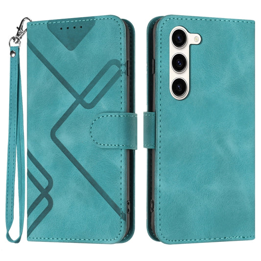 For Samsung Galaxy S23 5G Line Pattern Skin Feel Leather Phone Case(Light Blue) - Galaxy S23 5G Cases by buy2fix | Online Shopping UK | buy2fix