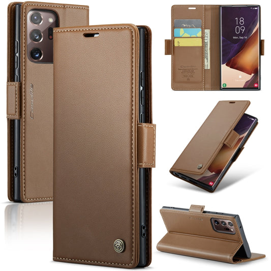 For Samsung Galaxy Note20 Ultra CaseMe 023 Butterfly Buckle Litchi Texture RFID Anti-theft Leather Phone Case(Brown) - Galaxy Note20 Ultra Cases by CaseMe | Online Shopping UK | buy2fix