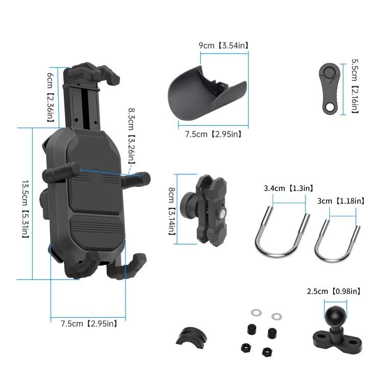 WUPP CS-1848A2 Motorcycle Shock Absorption Riding Phone Holder, Style:Handlebars - Holder by WUPP | Online Shopping UK | buy2fix