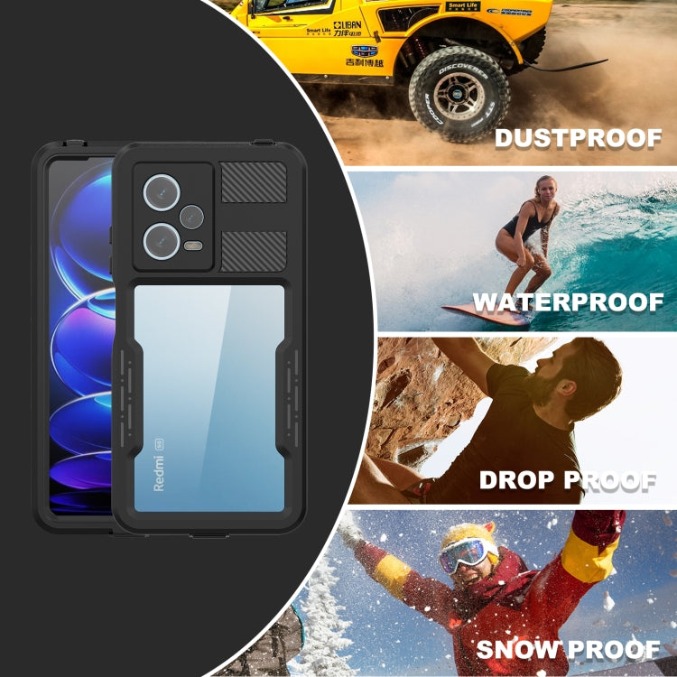 For Xiaomi Redmi Note 12 Pro 5G Global RedPepper IP68 Life Waterproof Phone Case(Black) - Xiaomi Cases by RedPepper | Online Shopping UK | buy2fix