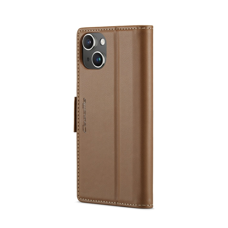 For iPhone 13 CaseMe 023 Butterfly Buckle Litchi Texture RFID Anti-theft Leather Phone Case(Brown) - iPhone 13 Cases by CaseMe | Online Shopping UK | buy2fix