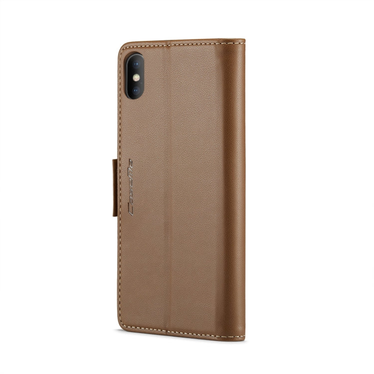 For iPhone XS Max CaseMe 023 Butterfly Buckle Litchi Texture RFID Anti-theft Leather Phone Case(Brown) - More iPhone Cases by CaseMe | Online Shopping UK | buy2fix