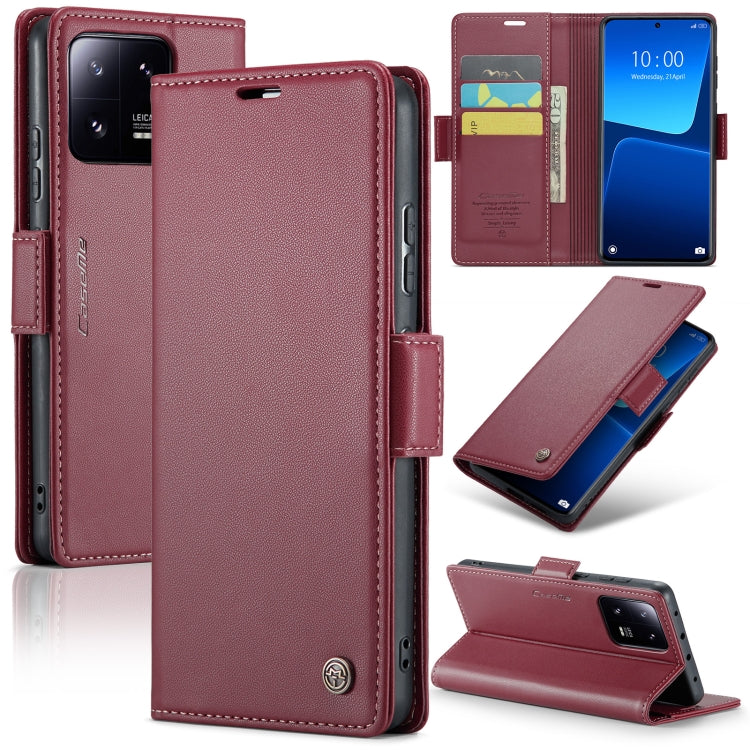 For Xiaomi 13 Pro CaseMe 023 Butterfly Buckle Litchi Texture RFID Anti-theft Leather Phone Case(Wine Red) - 13 Pro Cases by CaseMe | Online Shopping UK | buy2fix