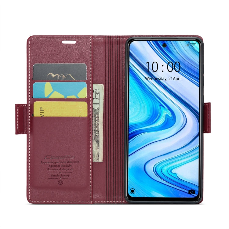 For Xiaomi Redmi Note 9S/Note 9 Pro/Note 9 Pro Max CaseMe 023 Butterfly Buckle Litchi Texture RFID Anti-theft Leather Phone Case(Wine Red) - Xiaomi Cases by CaseMe | Online Shopping UK | buy2fix