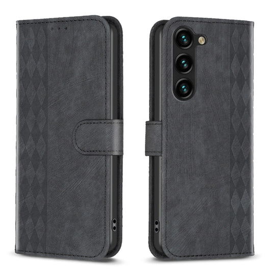 For Samsung Galaxy S23 5G Plaid Embossed Leather Phone Case(Black) - Galaxy S23 5G Cases by buy2fix | Online Shopping UK | buy2fix