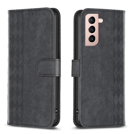 For Samsung Galaxy S21+ 5G Plaid Embossed Leather Phone Case(Black) - Galaxy S21+ 5G Cases by buy2fix | Online Shopping UK | buy2fix