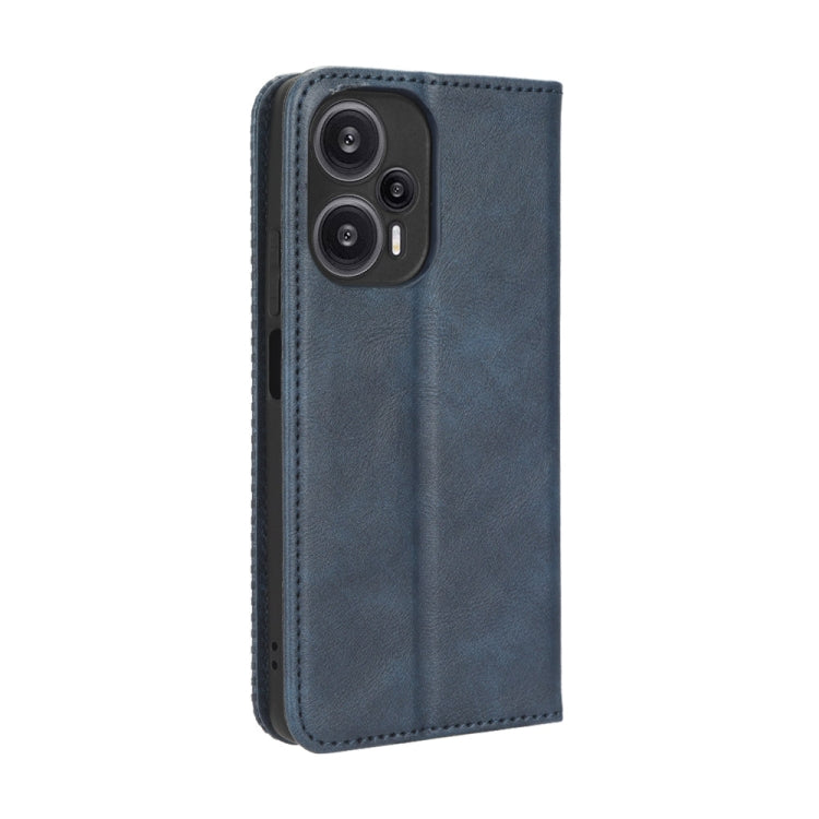 For Xiaomi Poco F5 5G / Redmi Note12 Turbo 5G Magnetic Buckle Retro Texture Leather Phone Case(Blue) - Xiaomi Cases by buy2fix | Online Shopping UK | buy2fix