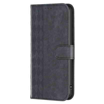 For Xiaomi Redmi Note 12 Pro+ Global Plaid Embossed Leather Phone Case(Black) - Note 12 Pro+ Cases by buy2fix | Online Shopping UK | buy2fix