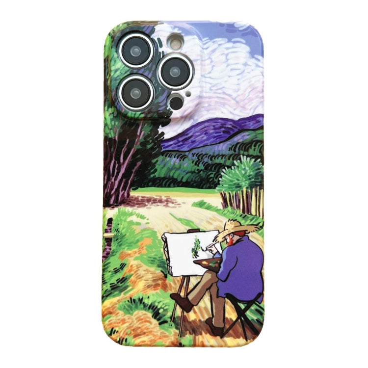For iPhone 12 Precise Hole Oil Painting Pattern PC Phone Case(Painting) - iPhone 12 / 12 Pro Cases by buy2fix | Online Shopping UK | buy2fix