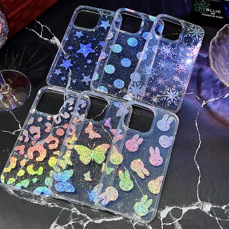 For iPhone 14 Little Star Series Glitter Powder TPU Phone Case(Pentangle) - iPhone 14 Cases by buy2fix | Online Shopping UK | buy2fix