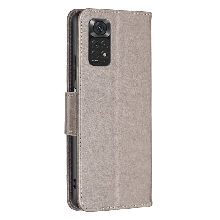 For Xiaomi Redmi Note 12S 4G / Note 11 Two Butterflies Embossing Leather Phone Case(Grey) - Xiaomi Cases by buy2fix | Online Shopping UK | buy2fix