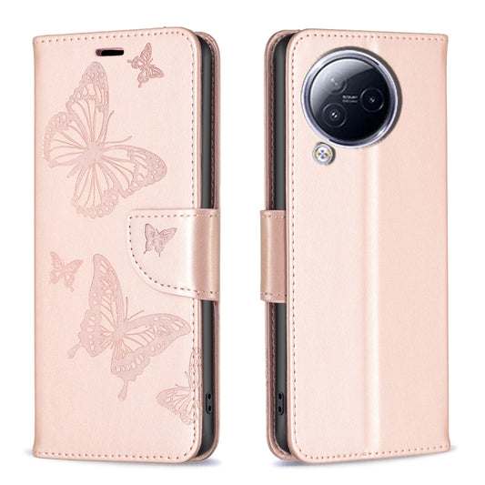 For Xiaomi Civi 3 5G Two Butterflies Embossing Leather Phone Case(Rose Gold) - Xiaomi Cases by buy2fix | Online Shopping UK | buy2fix