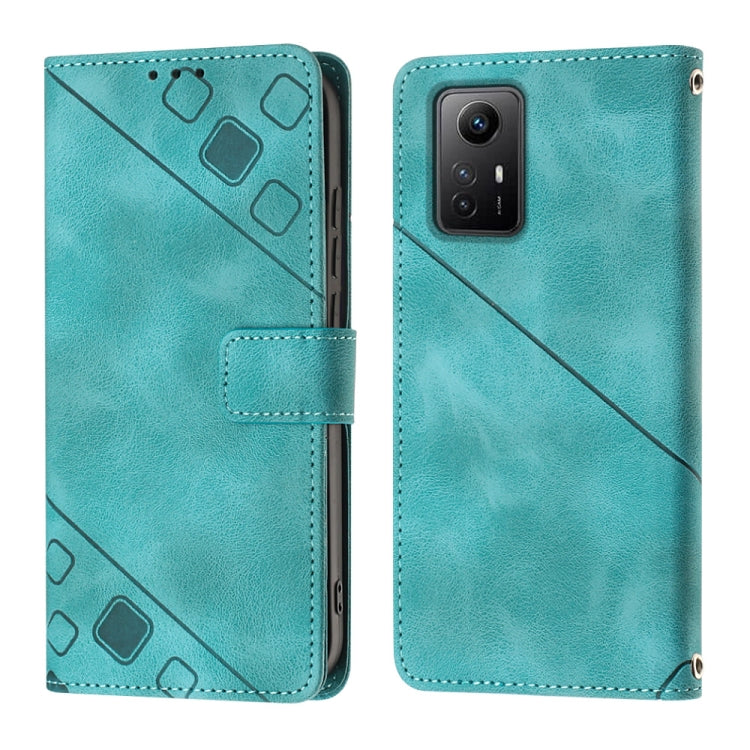 For Xiaomi Redmi Note 12S 4G Global Skin-feel Embossed Leather Phone Case(Green) - Xiaomi Cases by buy2fix | Online Shopping UK | buy2fix