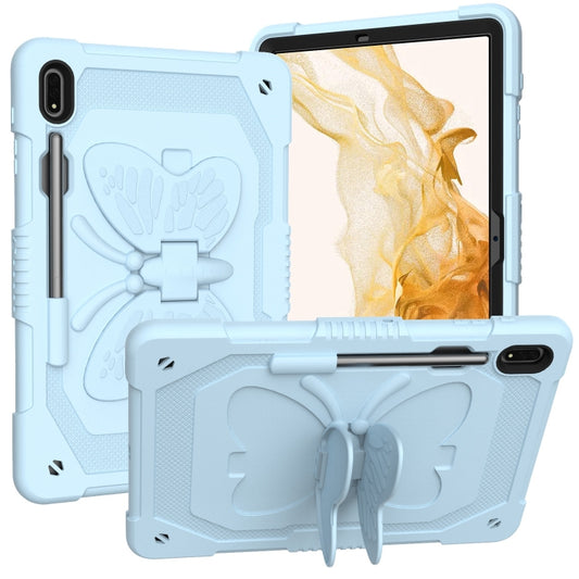 For Samsung Galaxy Tab S8+ / S7+ Butterfly Kickstand Heavy Duty Hard Rugged Tablet Case(Ice Blue) - Galaxy Tab S8+ Cases by buy2fix | Online Shopping UK | buy2fix