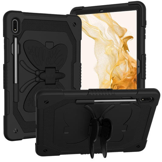 For Samsung Galaxy Tab S8+ / S7+ Butterfly Kickstand Heavy Duty Hard Rugged Tablet Case(Black) - Galaxy Tab S8+ Cases by buy2fix | Online Shopping UK | buy2fix