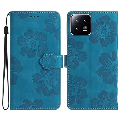 For Xiaomi 13 Pro Flower Embossing Pattern Leather Phone Case(Blue) - 13 Pro Cases by buy2fix | Online Shopping UK | buy2fix