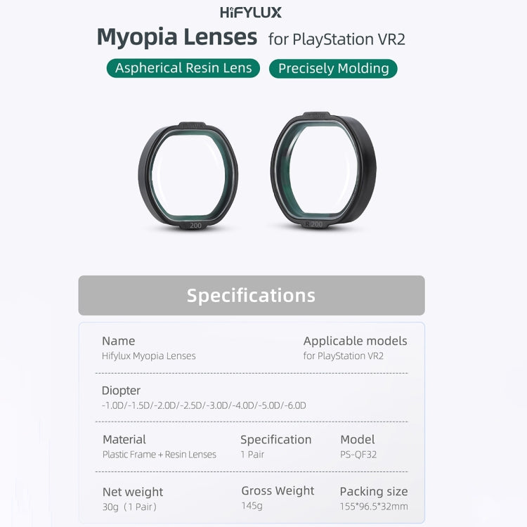 For PlayStation VR2 Hifylux Myopia Glasses Aspherical Resin Lens(-2.0D) - VR Accessories by Sunnylife | Online Shopping UK | buy2fix