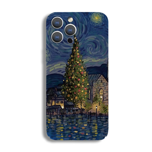 For iPhone 14 Precise Hole Oil Painting Pattern PC Phone Case(Castle) - iPhone 14 Cases by buy2fix | Online Shopping UK | buy2fix