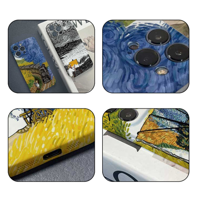 For iPhone 14 Precise Hole Oil Painting Pattern PC Phone Case(Train) - iPhone 14 Cases by buy2fix | Online Shopping UK | buy2fix