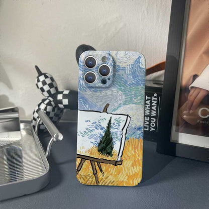 For iPhone 14 Precise Hole Oil Painting Pattern PC Phone Case(Landscape Painting) - iPhone 14 Cases by buy2fix | Online Shopping UK | buy2fix