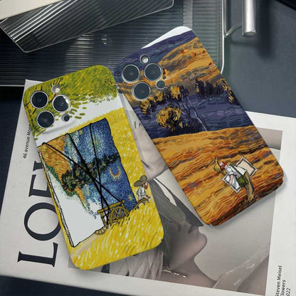 For iPhone 14 Pro Max Precise Hole Oil Painting Pattern PC Phone Case(Train) - iPhone 14 Pro Max Cases by buy2fix | Online Shopping UK | buy2fix