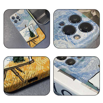 For iPhone 12 Precise Hole Oil Painting Pattern PC Phone Case(Landscape Painting) - iPhone 12 / 12 Pro Cases by buy2fix | Online Shopping UK | buy2fix