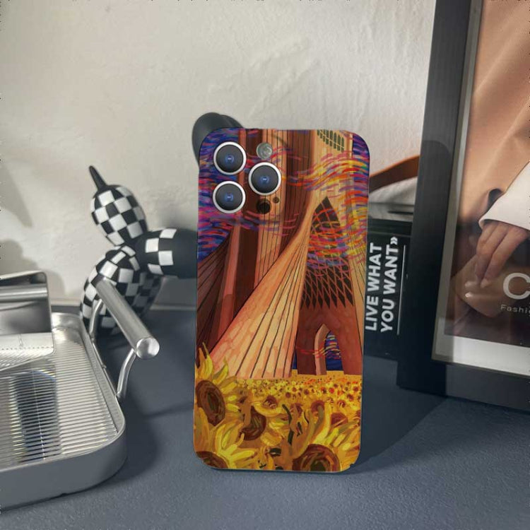 For iPhone X / XS Precise Hole Oil Painting Pattern PC Phone Case(Architectural Painting) - More iPhone Cases by buy2fix | Online Shopping UK | buy2fix