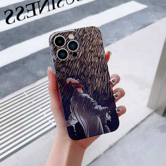For iPhone 14 Plus Precise Hole Oil Painting Pattern PC Phone Case(Rain) - iPhone 14 Plus Cases by buy2fix | Online Shopping UK | buy2fix