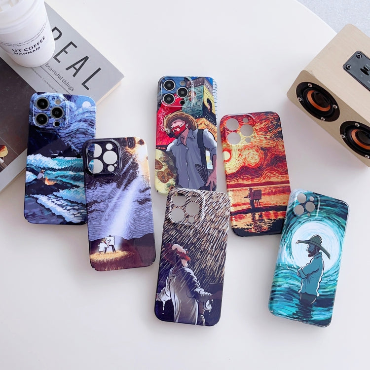 For iPhone 14 Plus Precise Hole Oil Painting Pattern PC Phone Case(Thinker) - iPhone 14 Plus Cases by buy2fix | Online Shopping UK | buy2fix