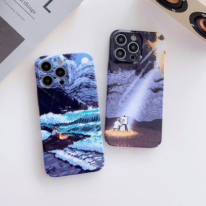 For iPhone 11 Pro Precise Hole Oil Painting Pattern PC Phone Case(Sea Wave) - iPhone 11 Pro Cases by buy2fix | Online Shopping UK | buy2fix