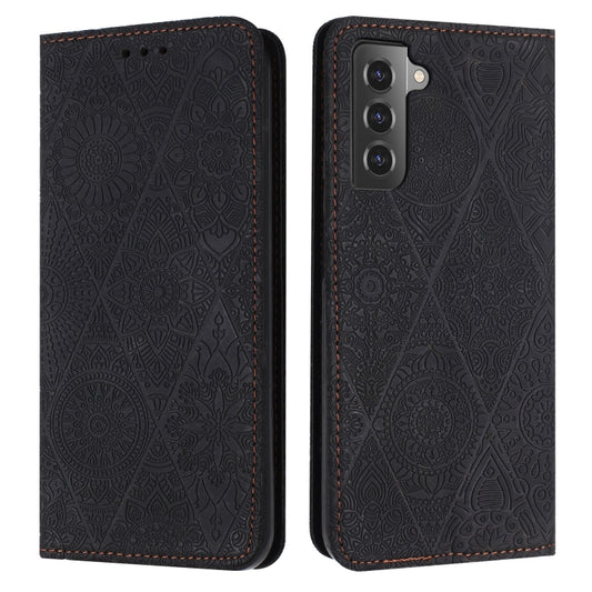 For Samsung Galaxy S21 5G Ethnic Embossed Adsorption Leather Phone Case(Black) - Galaxy S21 5G Cases by buy2fix | Online Shopping UK | buy2fix