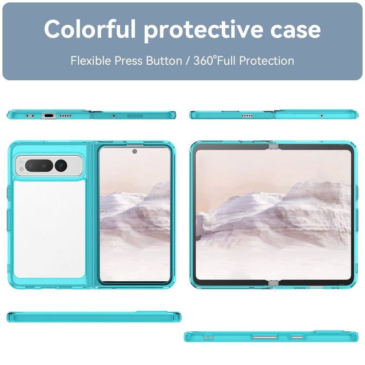 For Google Pixel Fold Colorful Series Acrylic + TPU Phone Case(Transparent Blue) - Google Cases by buy2fix | Online Shopping UK | buy2fix