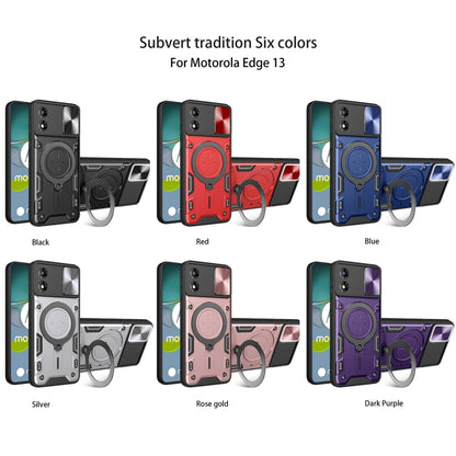 For Motorola Moto E13 CD Texture Sliding Camshield Magnetic Holder Phone Case(Black) - Motorola Cases by buy2fix | Online Shopping UK | buy2fix