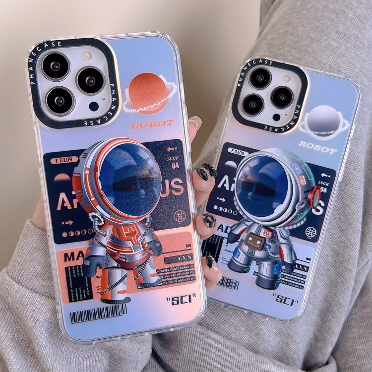 For iPhone 14 Plus Mechanical Astronaut Pattern TPU Phone Case(Blue) - iPhone 14 Plus Cases by buy2fix | Online Shopping UK | buy2fix