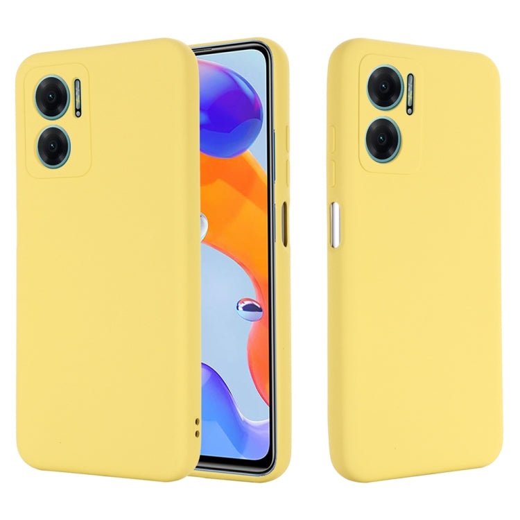 For Xiaomi Redmi 11 Prime 5G Pure Color Liquid Silicone Shockproof Phone Case(Yellow) - Xiaomi Cases by buy2fix | Online Shopping UK | buy2fix