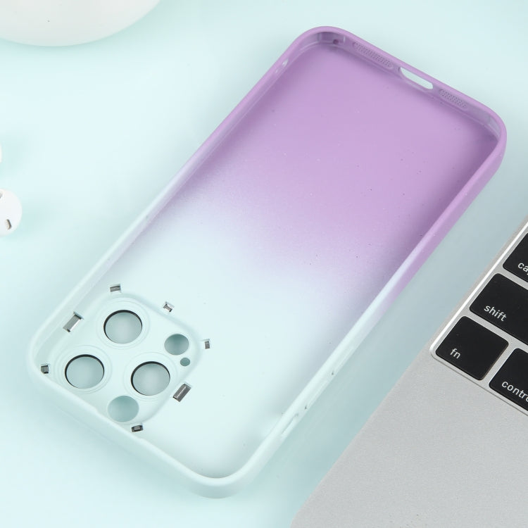For iPhone 14 Plus Gradient Starry Silicone Phone Case with Lens Film(White Purple) - iPhone 14 Plus Cases by buy2fix | Online Shopping UK | buy2fix