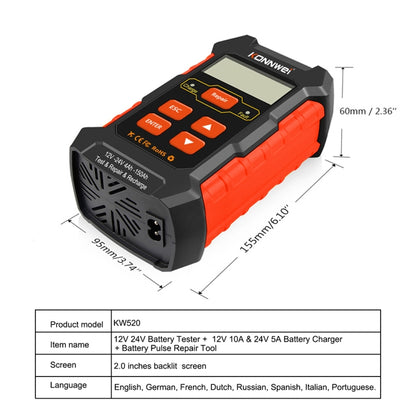 KONNWEI KW520 12V / 24V 3 in 1 Car Battery Tester with Detection & Repair & Charging Function(US Plug) - Code Readers & Scan Tools by KONNWEI | Online Shopping UK | buy2fix