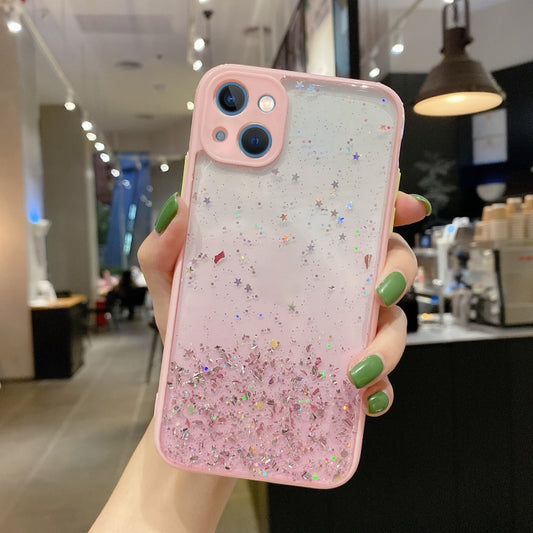 For iPhone 14 Plus Starry Gradient Glitter Powder TPU Phone Case(Pink) - iPhone 14 Plus Cases by buy2fix | Online Shopping UK | buy2fix