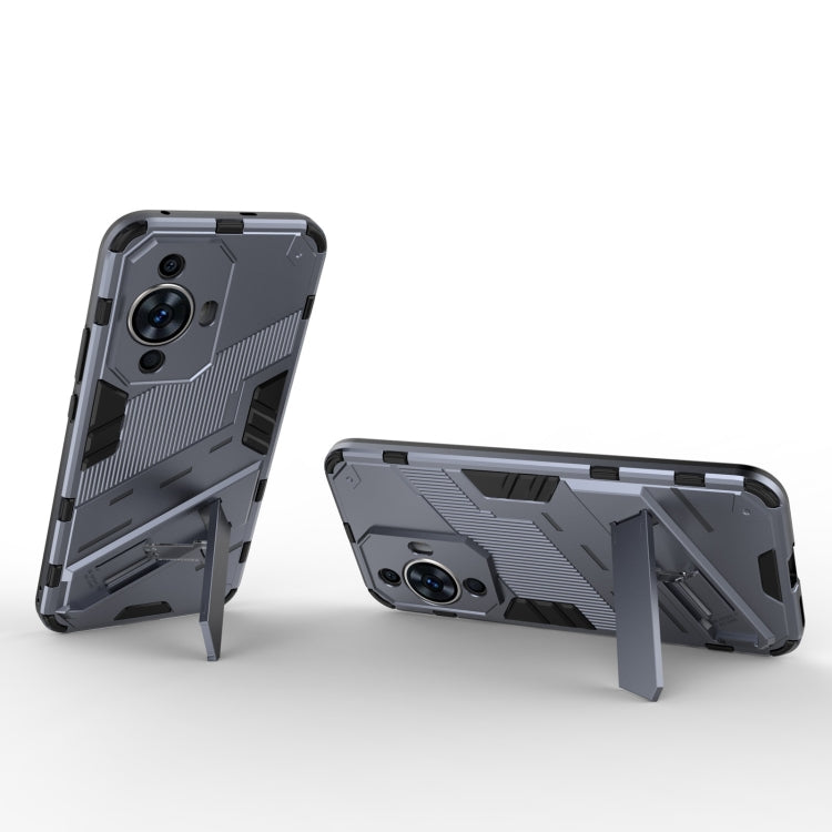 For Huawei nova 11 4G Punk Armor 2 in 1 PC + TPU Phone Case with Holder(Grey) - Huawei Cases by buy2fix | Online Shopping UK | buy2fix