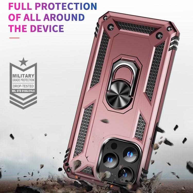 For iPhone 15 Shockproof TPU + PC Phone Case with Holder(Rose Gold) - iPhone 15 Cases by buy2fix | Online Shopping UK | buy2fix