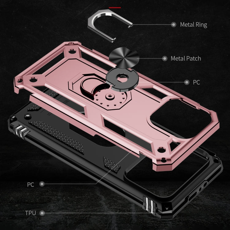 For iPhone 15 Shockproof TPU + PC Phone Case with Holder(Rose Gold) - iPhone 15 Cases by buy2fix | Online Shopping UK | buy2fix