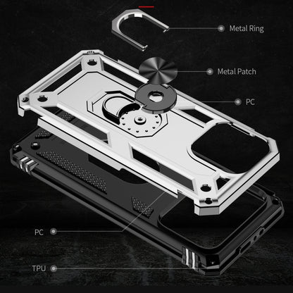 For iPhone 15 Pro Max Shockproof TPU + PC Phone Case with Holder(Silver) - iPhone 15 Pro Max Cases by buy2fix | Online Shopping UK | buy2fix