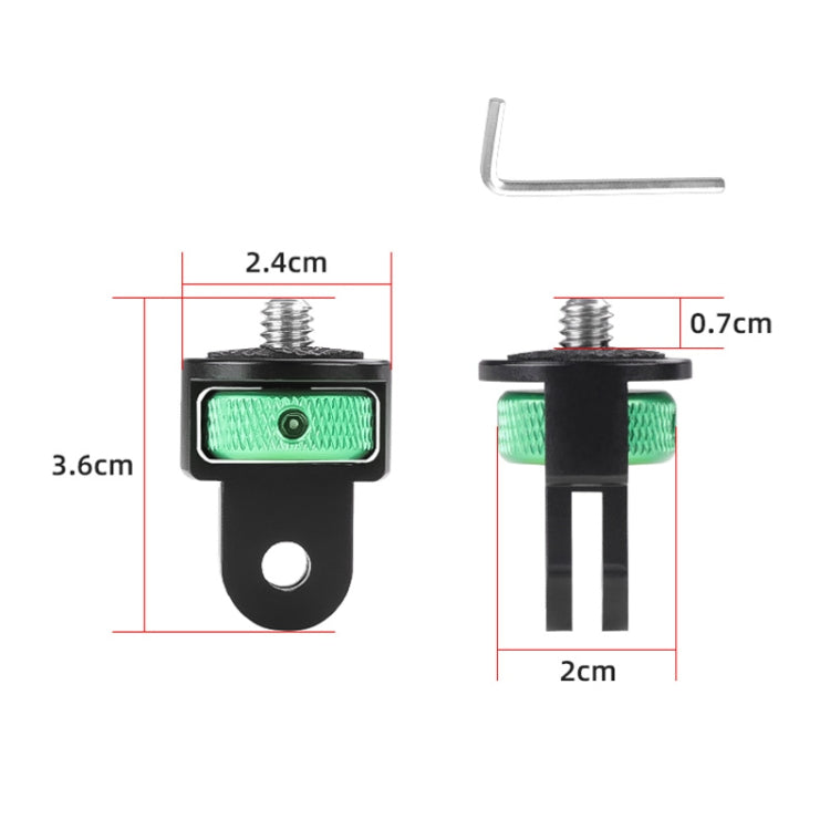 1/4 inch Screw Adjustable Metal Action Camera Adapter(Green Black) - Connection Mount by buy2fix | Online Shopping UK | buy2fix