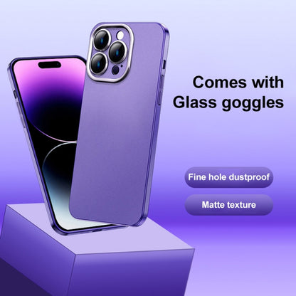 For iPhone 14 Plus Frosted Metal Material Phone Case with Lens Protection(Purple) - iPhone 14 Plus Cases by buy2fix | Online Shopping UK | buy2fix