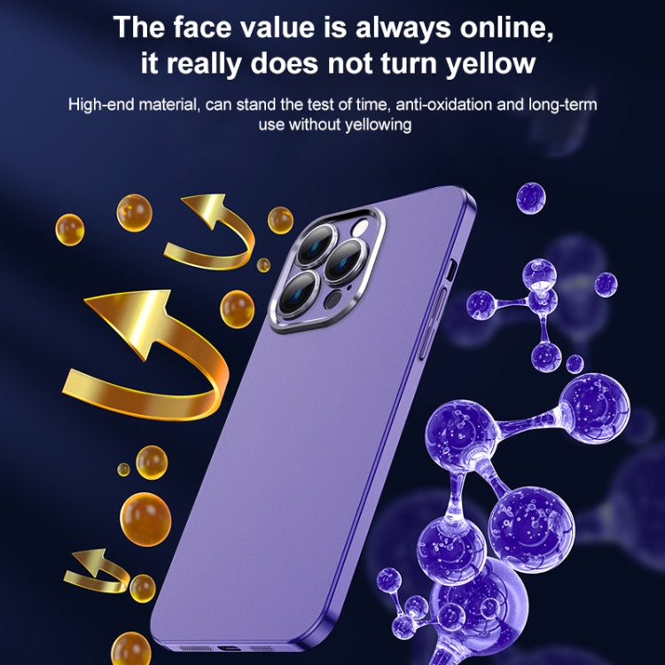For iPhone 14 Plus Frosted Metal Material Phone Case with Lens Protection(Purple) - iPhone 14 Plus Cases by buy2fix | Online Shopping UK | buy2fix