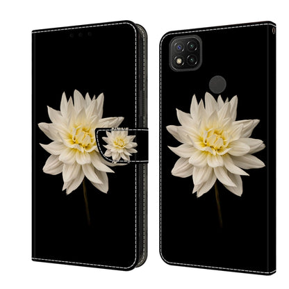 For Xiaomi Redmi 9C Crystal 3D Shockproof Protective Leather Phone Case(White Flower) - Xiaomi Cases by buy2fix | Online Shopping UK | buy2fix