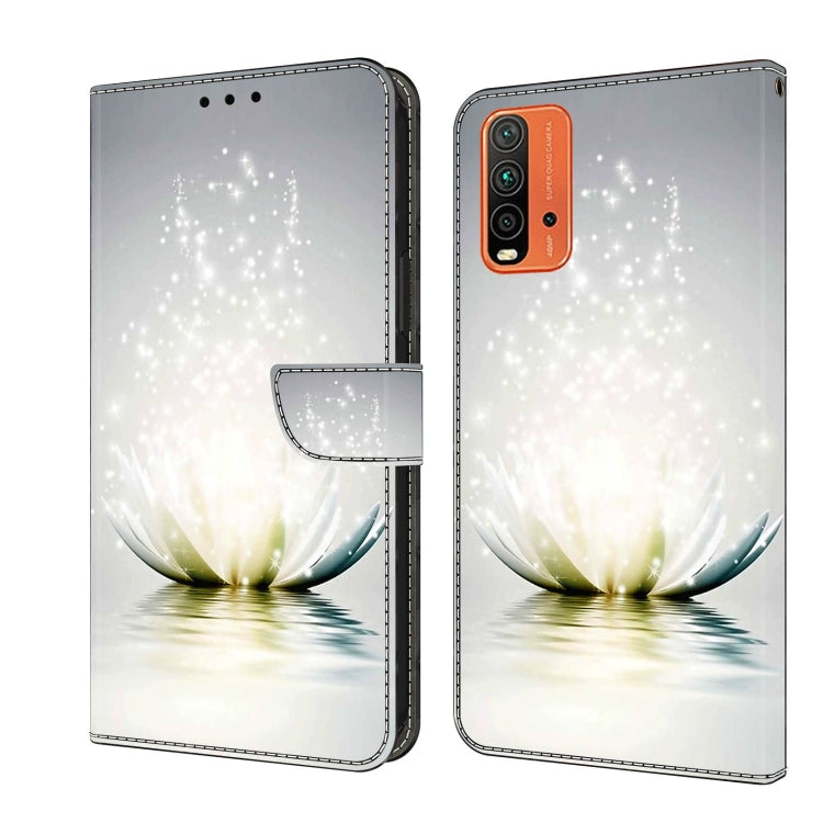 For Xiaomi Redmi 9T Crystal 3D Shockproof Protective Leather Phone Case(Light Lotus) - Xiaomi Cases by buy2fix | Online Shopping UK | buy2fix