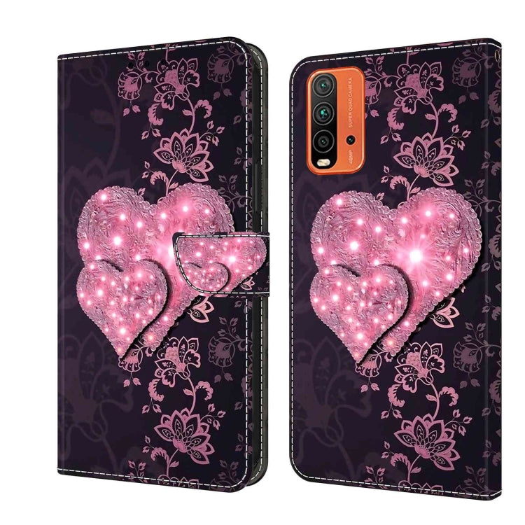For Xiaomi Redmi 9T Crystal 3D Shockproof Protective Leather Phone Case(Lace Love) - Xiaomi Cases by buy2fix | Online Shopping UK | buy2fix