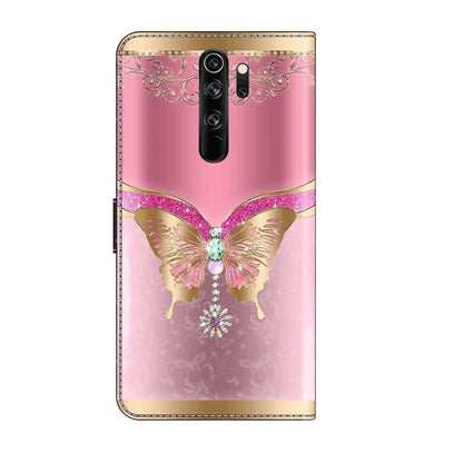 For Xiaomi Redmi Note 8 Pro Crystal 3D Shockproof Protective Leather Phone Case(Pink Bottom Butterfly) - Xiaomi Cases by buy2fix | Online Shopping UK | buy2fix
